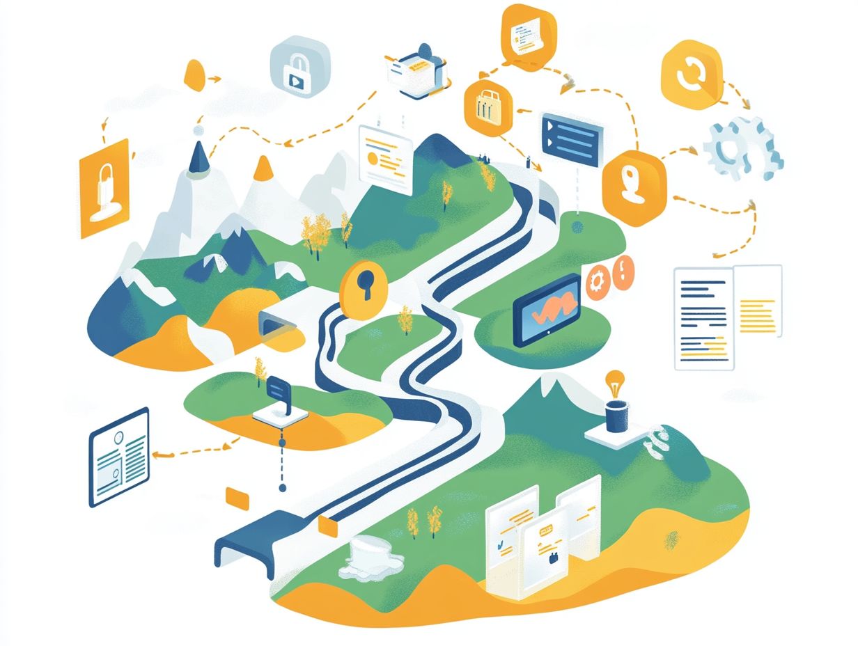 Visual representation of aligning CRM with customer journey mapping.