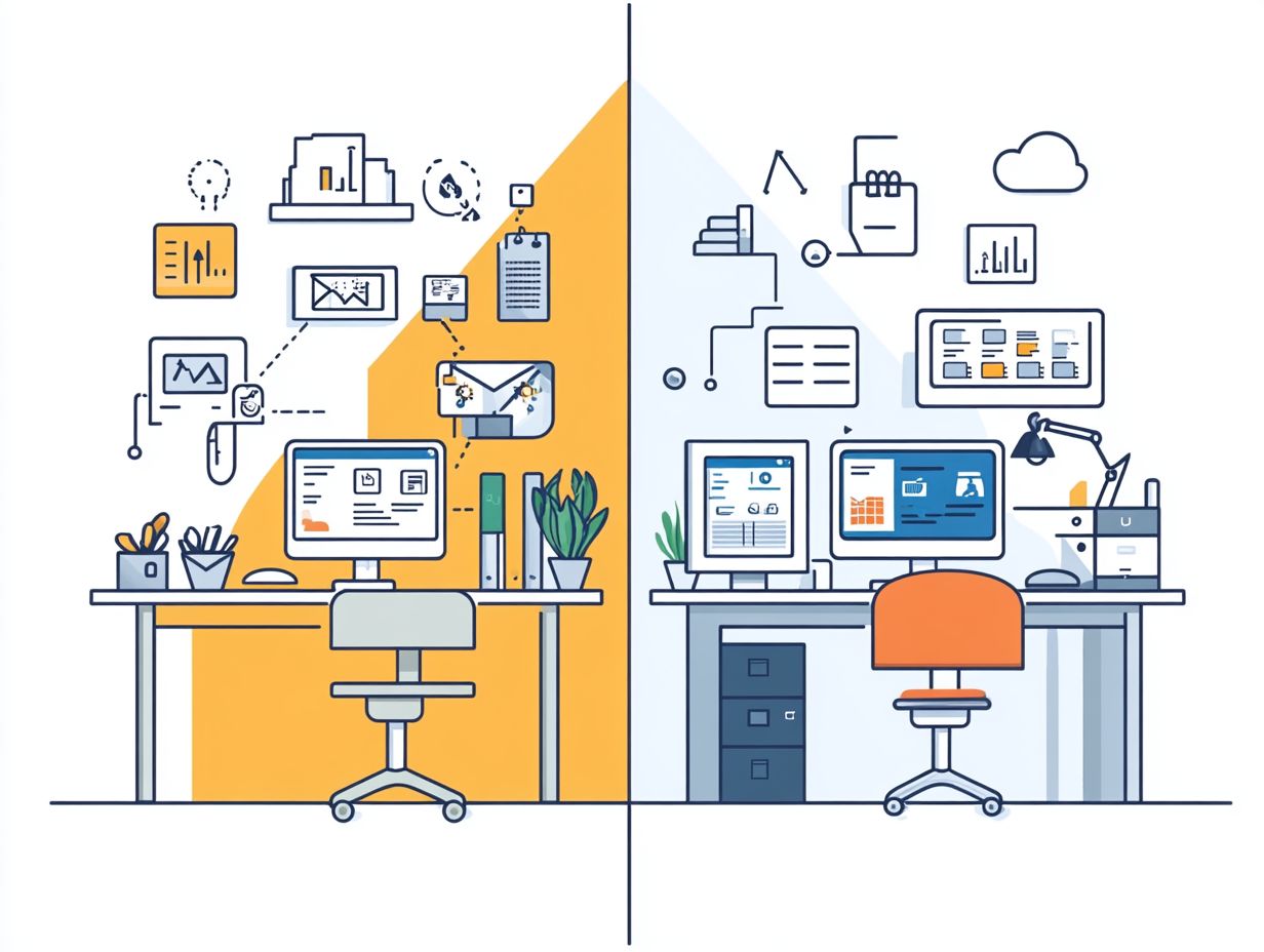 Infographic illustrating key differences between cloud and on-premise CRM